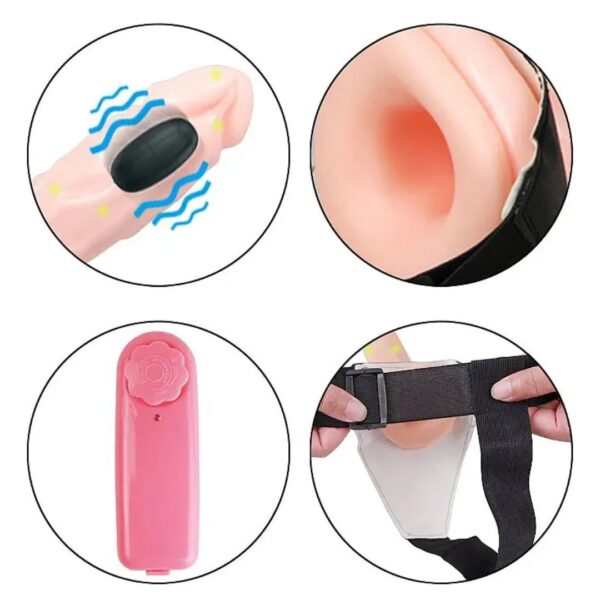 Arnés con funda peneana vibratoria - Imagen 4