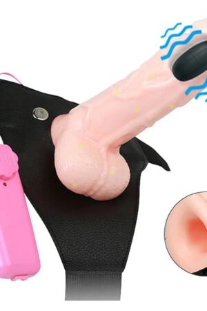 Arnés con funda peneana vibratoria
