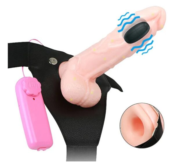 Arnés con funda peneana vibratoria